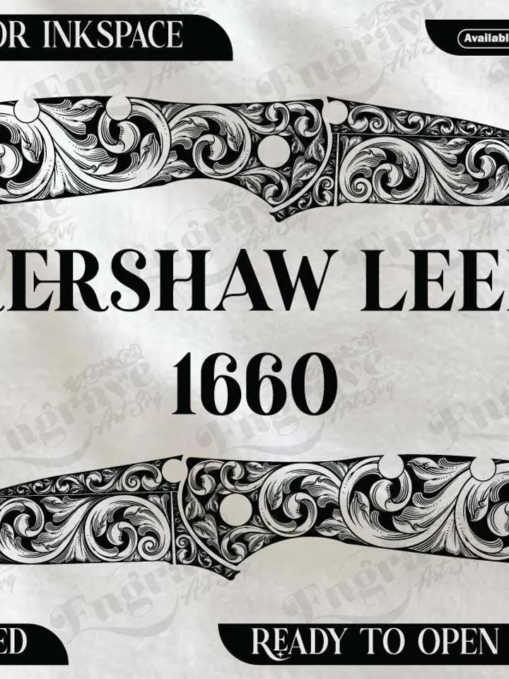 kershaw Leek 1660 Scrolling design,lasercut,laserengraving,fiberlaser,engravingfiles