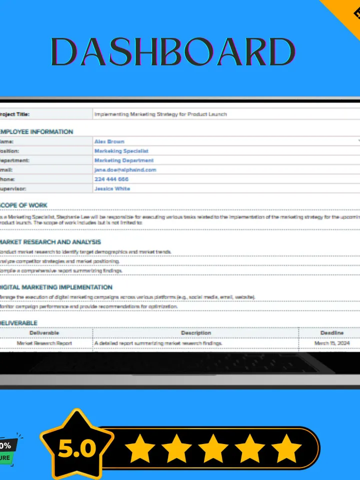 Employee Statement of Work Template | Job Scope Document & Work Agreement Form | Google Sheets SOW Template