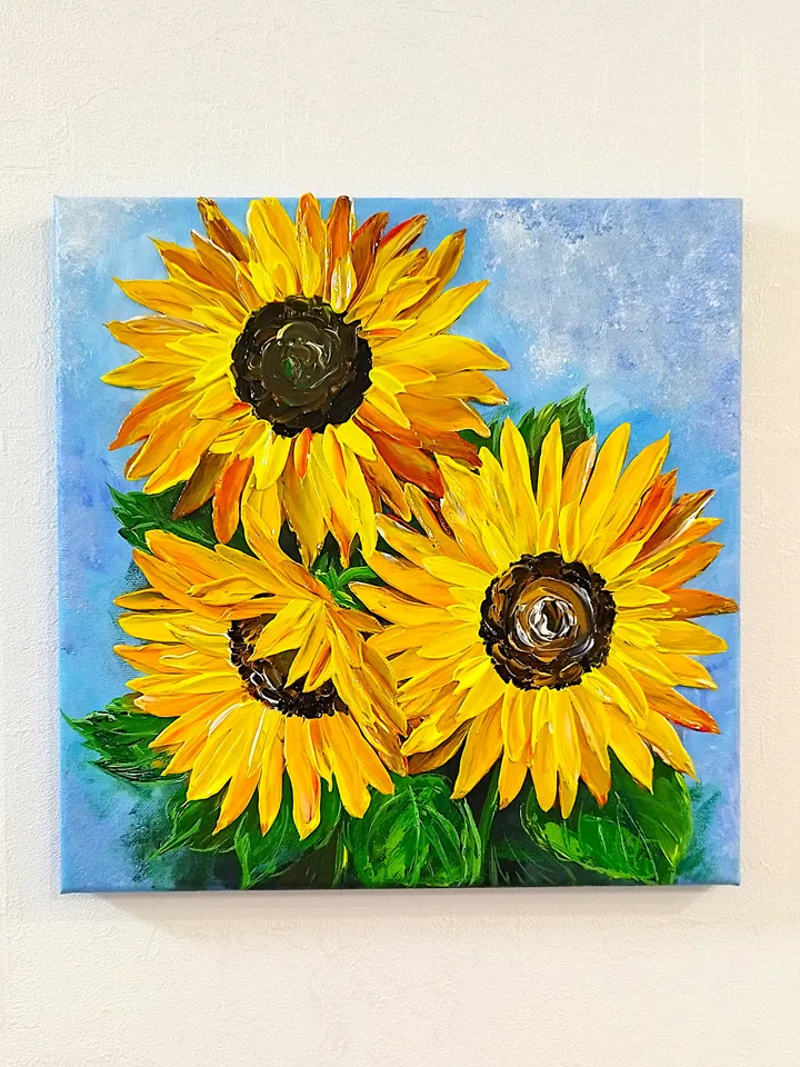 Sunflowers painting textured art wall decor Artwork
