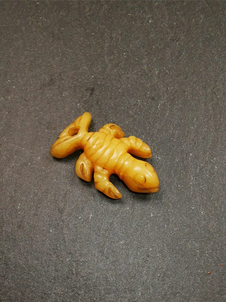 Gandhanra Handmade Tibetan Amulet,Yak Bone Carved Scorpion Guru of Padmasambhava,1.2"