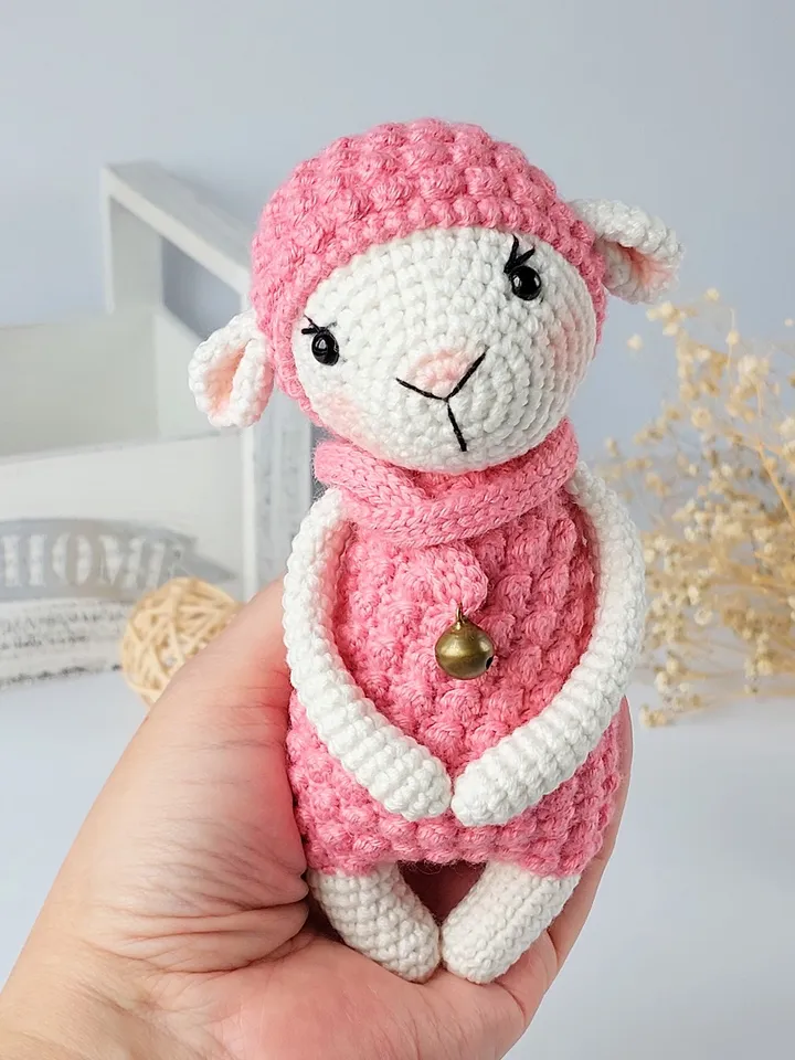 Crochet pattern lamb Shelli in English. Soft toy pattern. Amigurumi crochet pattern. Crochet baby doll pattern. Pattern