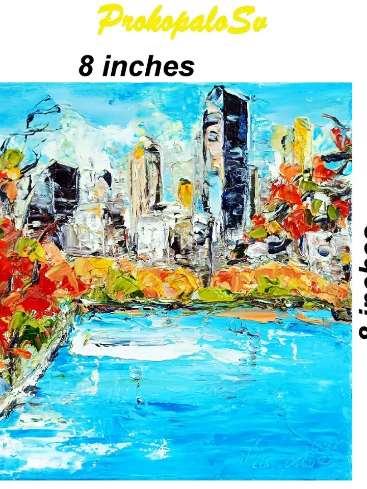 Central Park Oil Painting On Canvas New York City Park Canvas Original Art NYC Wall Art Cityscape Wall Art Gifts by ArtProkopaloSv