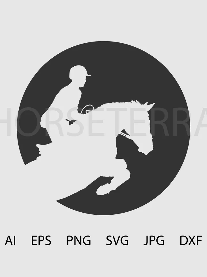 Horse logo. Silhouette horse. Horseman on horse. Silhouette vector image. Plotter cutting