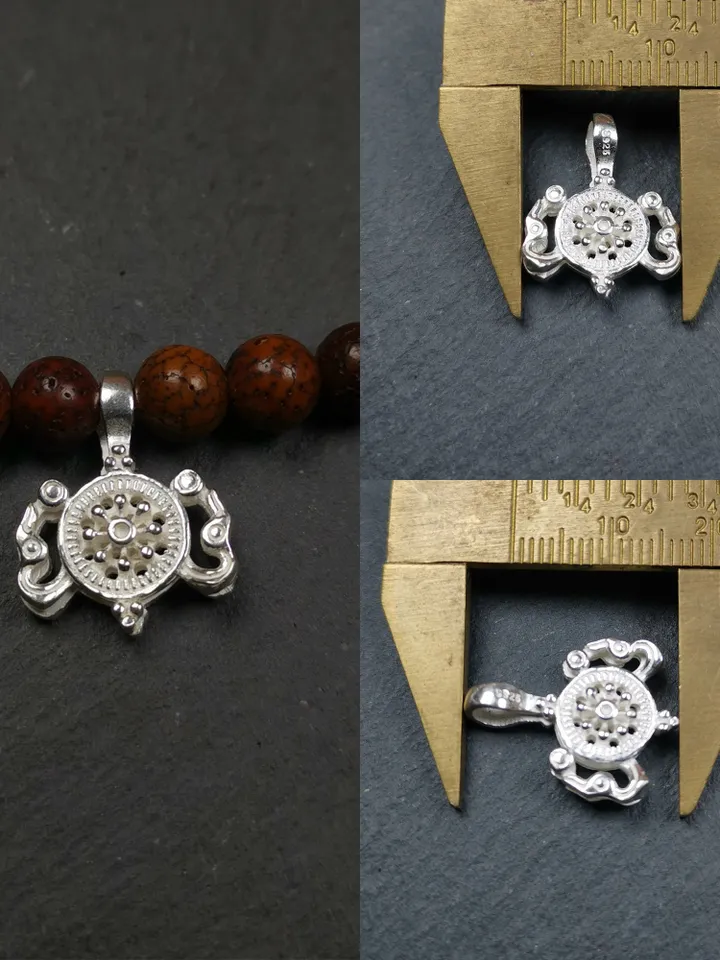 Gandhanra Handmade Tibetan Buddhist Mala Counter Clips,Bum Counter Clip for Prayer Beads,Made of Sterling silver