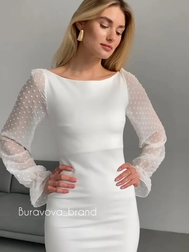 Made to order Knitted dress with chiffon sleeves