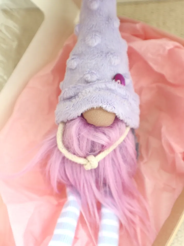 Lavender plush Gnome keychain