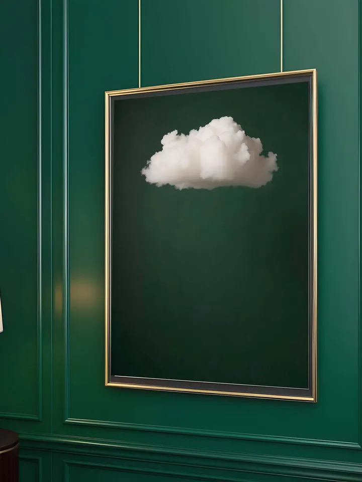 Emerald Green Cloud Wall Art Print, Bedroom Wall Decor Over the Bed Art, Above Bed Decor, Bedroom Decor, Abstract, Minimalist, Dark Green