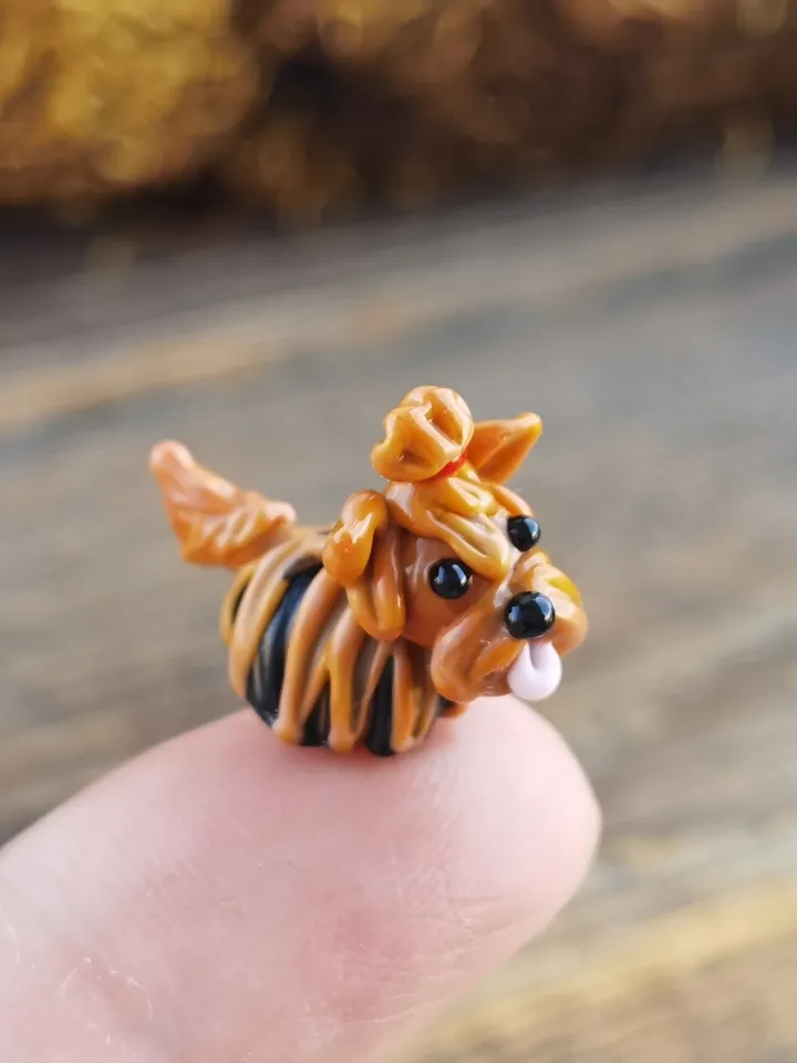 GLASS FIGURINES yorkshire terrier figurine yorkshire terrier GIFT Dog ornament Glass Dog Glass yorkshire terrier art Tiny yorkshire terrier