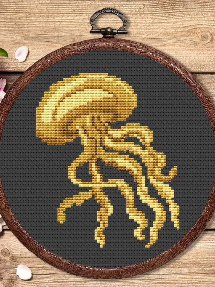 The Jellyfish Cross Stitch Pattern, Sea Cross Stitch, Embroidery Jellyfish, Medusa Cross Stitch Pattern, Modern Cross Stitch Pattern #anm014