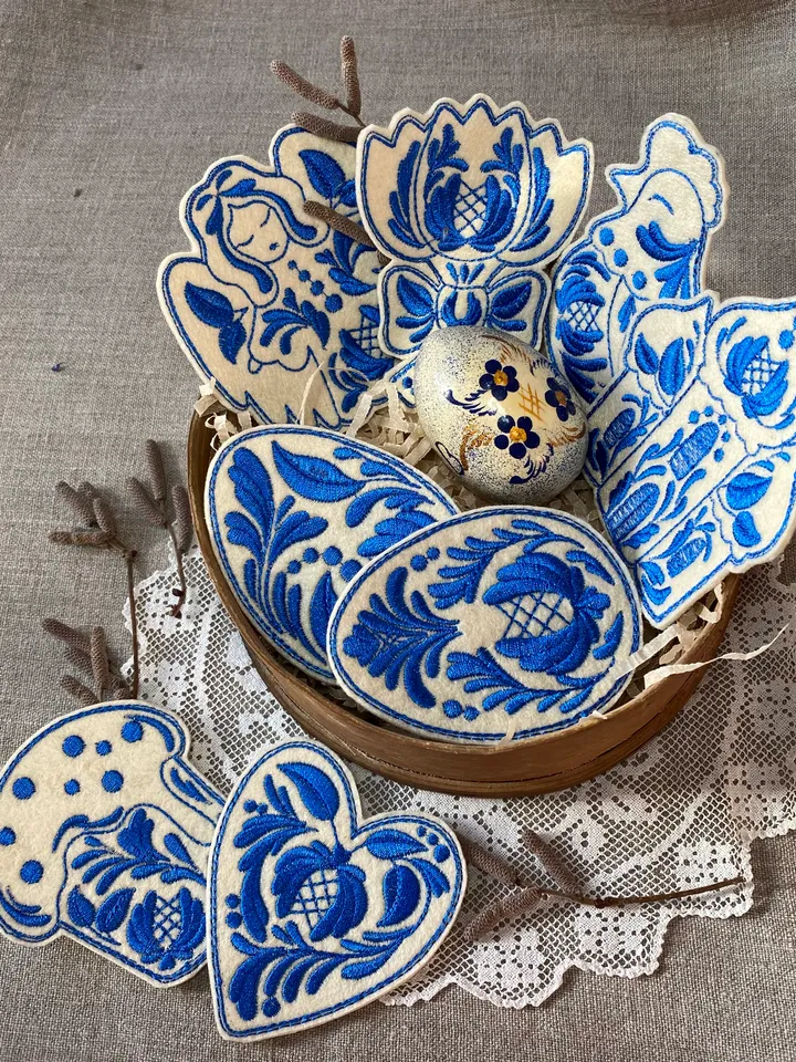 Set of Easter decorative toys "Gzhel"