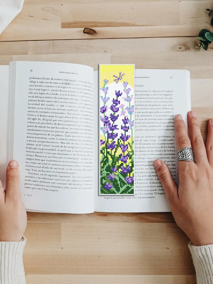 Lavender bookmark cross stitch pattern PDF download Floral cross stitch chart, Handmade bookmark digital PDF, Summer sunset, Provence #B197