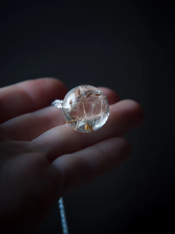 Dandelion resin necklace. Make a wish jewelry gift. Dandelion puff necklace. Clear resin jewelry with dandelion seeds