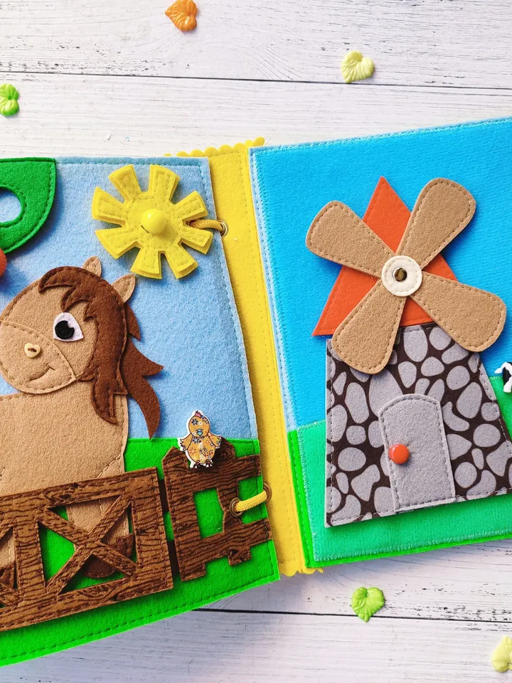 Farm Animals Quiet book pattern, Felt activity book pattern pdf, DYI Quiet book sewing for kids 2, 3, 4year old, Baby soft book tutorial