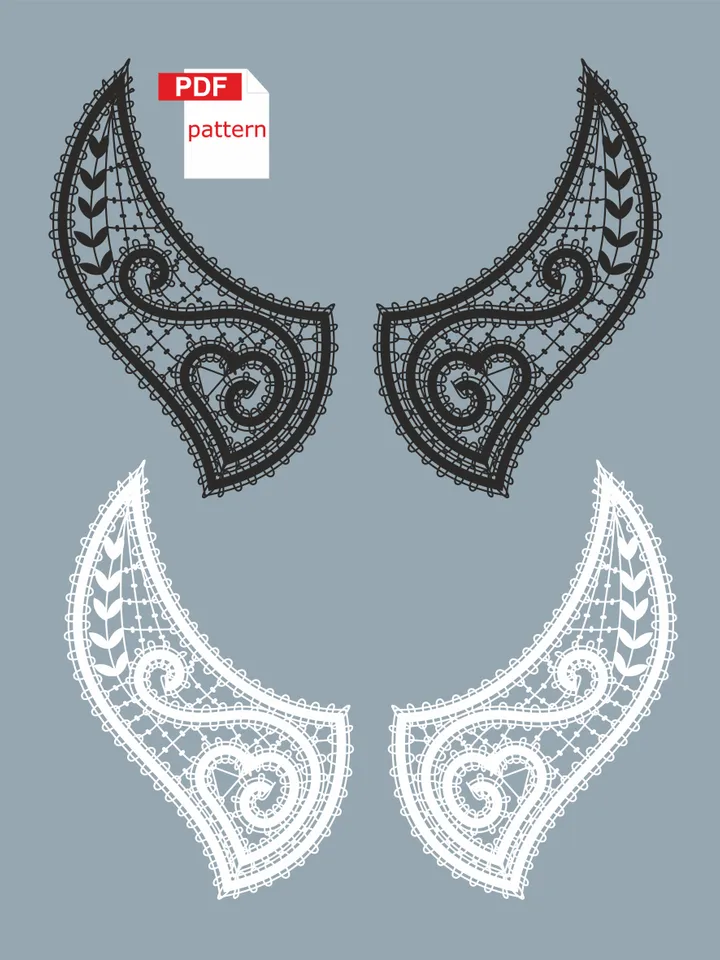 Bobbin lace Collar pattern Printable PDF patern Instant download