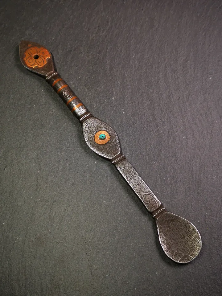 Gandhanra Handmad Tibetan Buddhist Tsog Offering Spoon,Serving Ritual Implement for Worship Ceremony,7.5" Length
