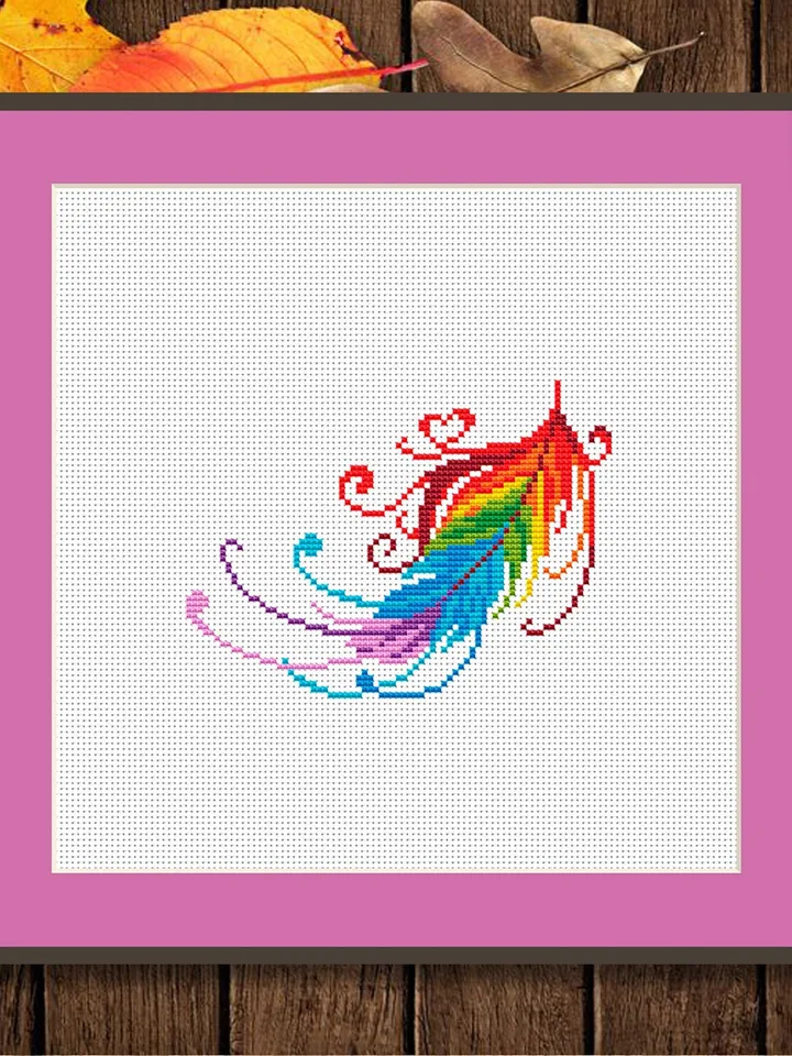 The Feather Cross Stitch Pattern, Feather Cross Stitch Pattern, Folklore Cross Stitch Pattern, Boho Feather Patterns, Multicolor  #oth009