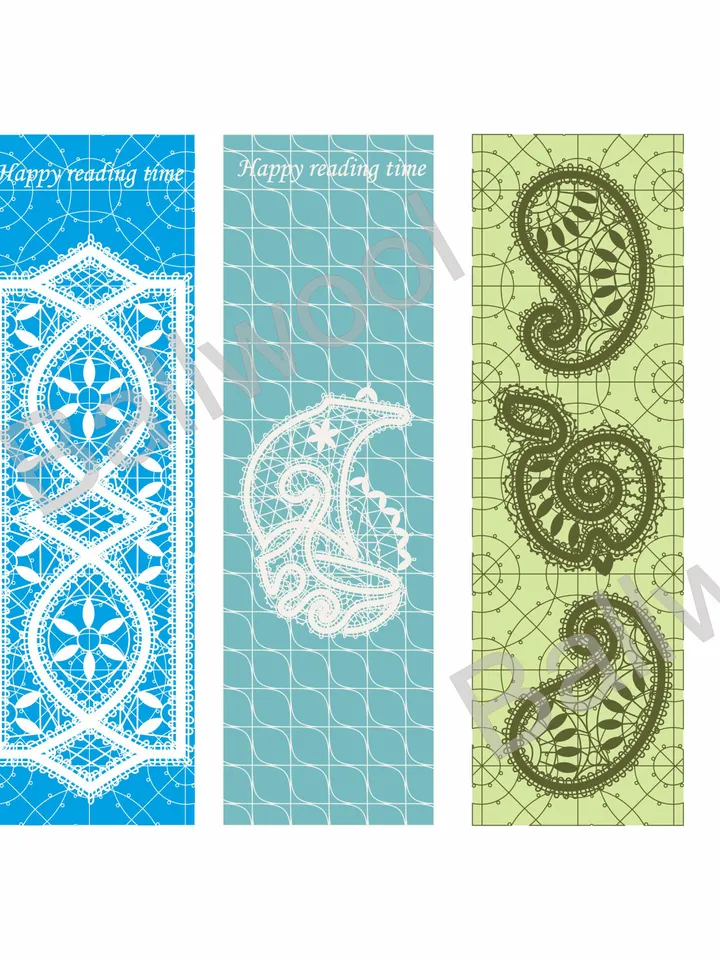 Bookmark with Bobbin lace print Set 2 pcs Laminated