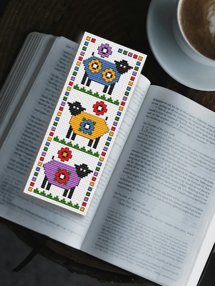 Cross stitch bookmark pattern Summer Sheep