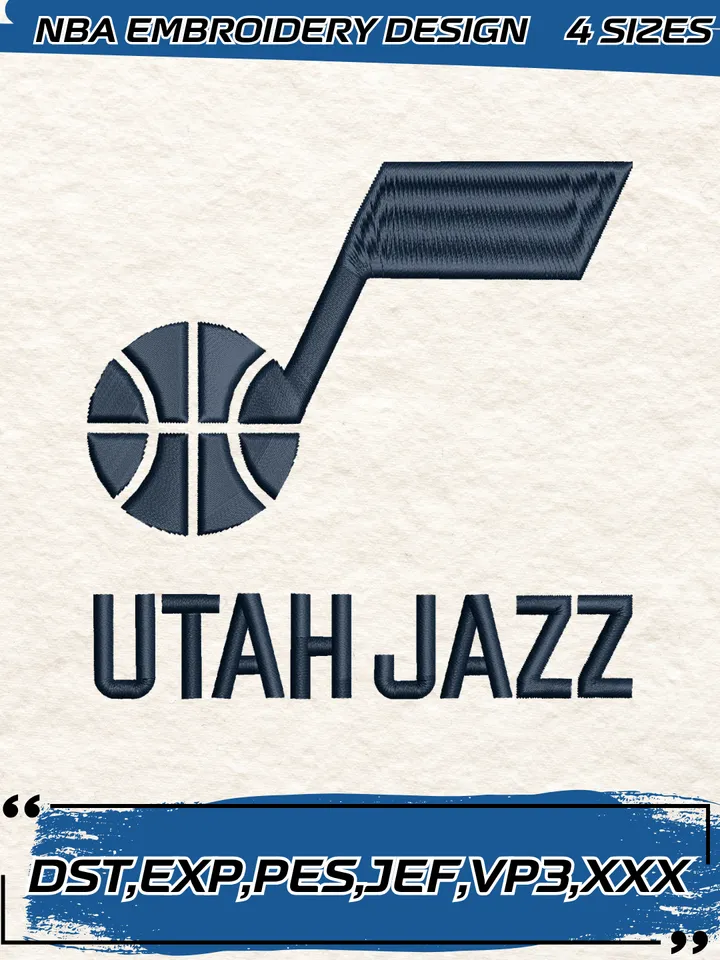 Utah Jazz Logo Embroidery Designs,NBA Logo Embroidery Files, Machine Embroidery Design File, 4 Sizes,Digital Download