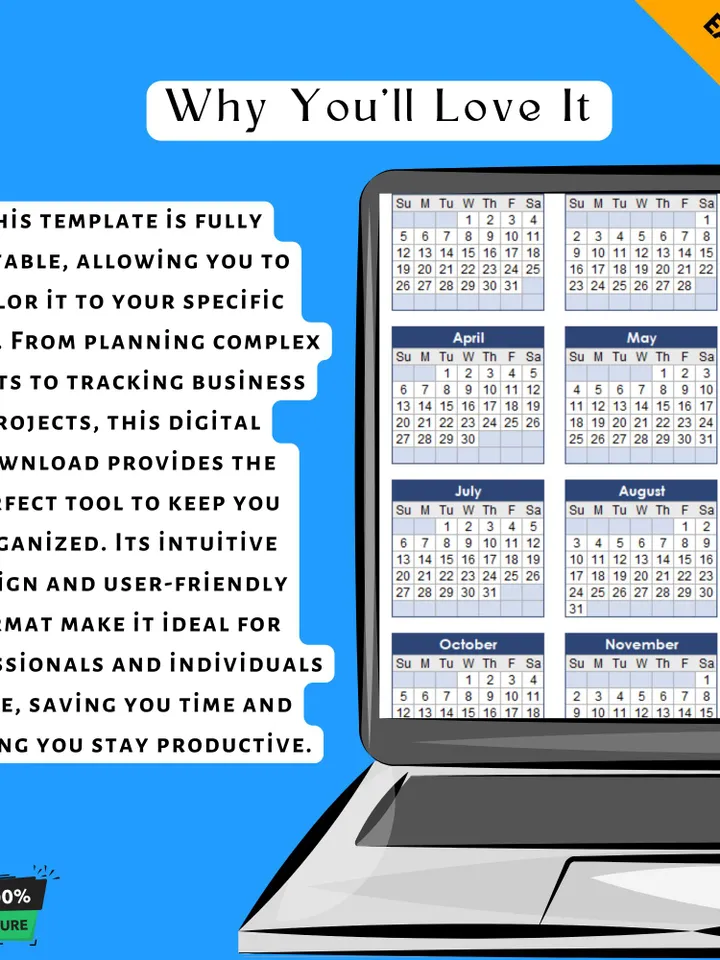 2025 Calendar Excel Template, Editable Yearly Planner, Google Sheets Monthly Schedule, Digital Calendar Download