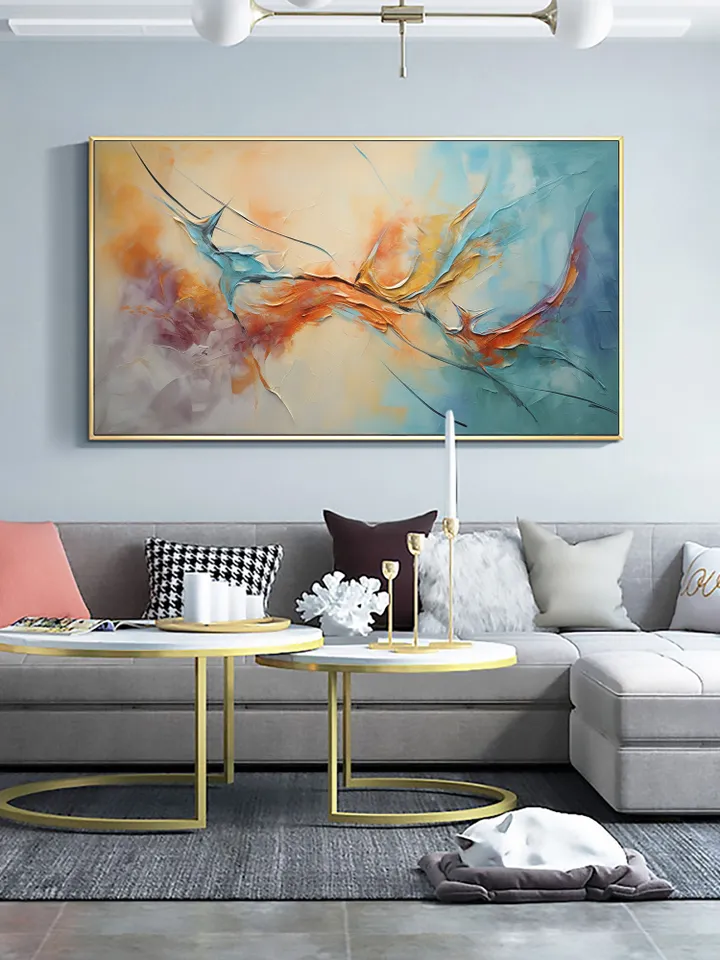 Original Framed Colorful Oil Painting On Canvas, Large Wall Art, Abstract Flowers Painting, Custom Painting, Living room Wall Art Home Decor