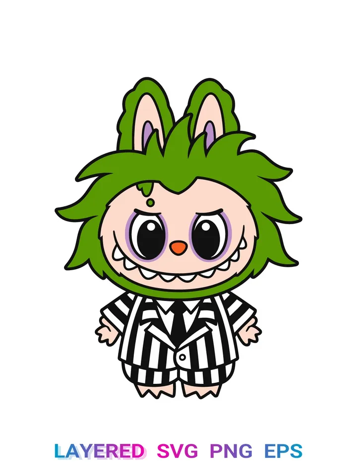 Labubu Beetlejuice SVG, Halloween Labubu PNG Tim Burton