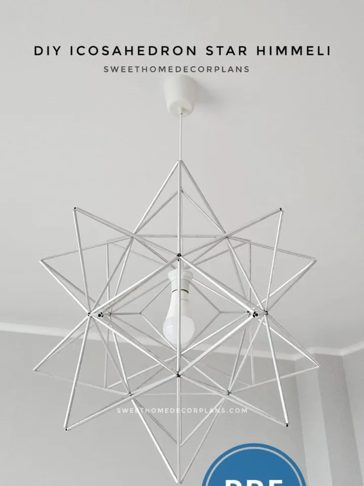 DIY stellar icosahedron Himmeli star for wedding centerpiece. For Christmas decorations and loft decor lamp shade. Star lampshade home decor for Home improvement in pdf