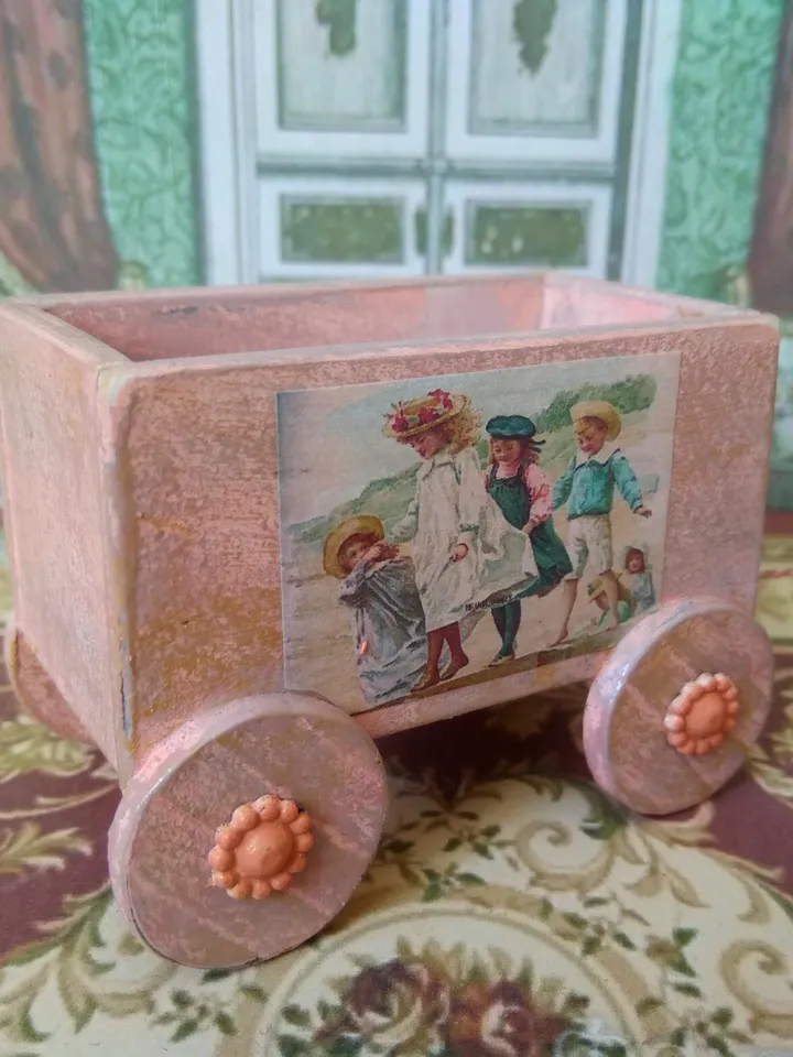 Trolley for dollhouse. Doll toy.The cart for the doll house.1:12 scale.