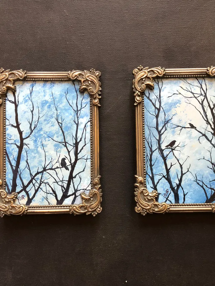 Mystic Oil Painting Framed Antique Metal Frame