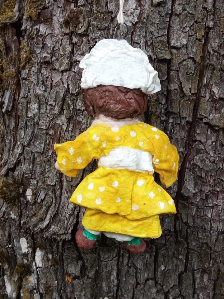 New Year's tree toy. Christmas tree decoration. Christmas presents. Holiday gifts. Small handmade doll in a yellow dress. Made in 1 copy. Free shipping