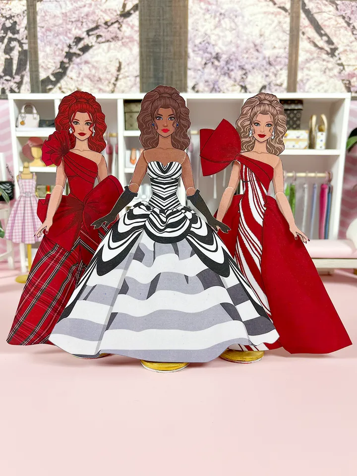 Holiday dresses for paper dolls