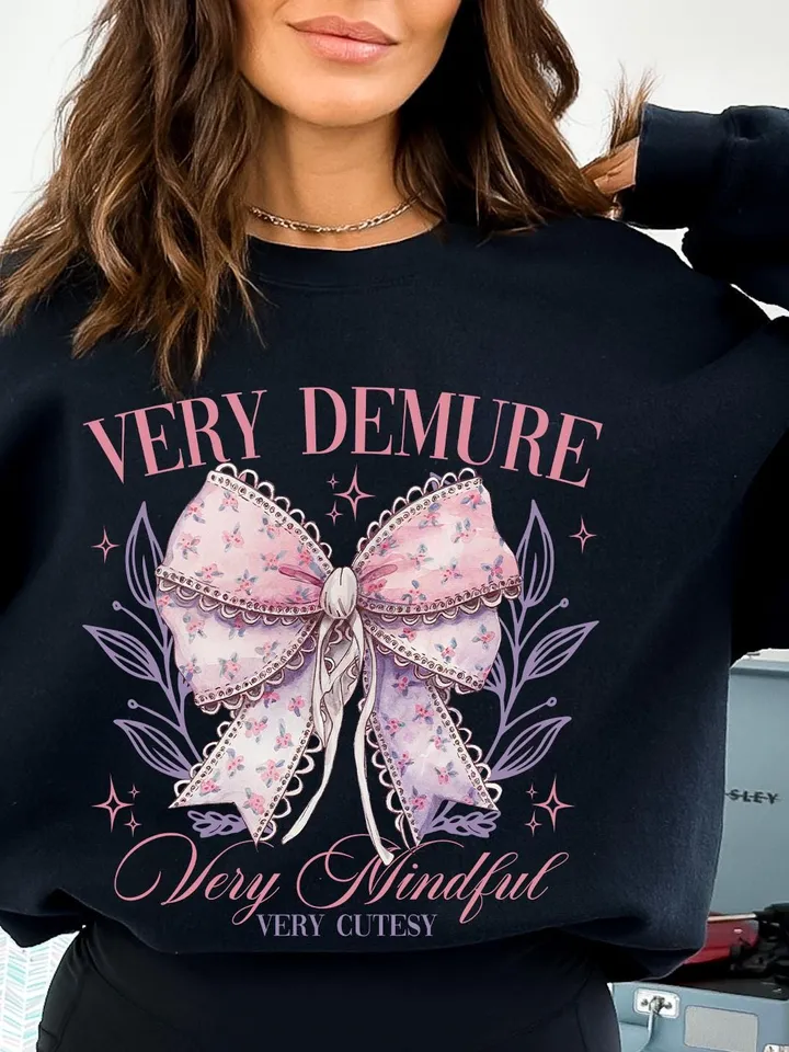 Very Demure PNG, Demure png, Social Club, Very Mindful png, Pink Bow png, Viral shirt, Preppy png, Trendy png, Very Cutesy png, Girly Design