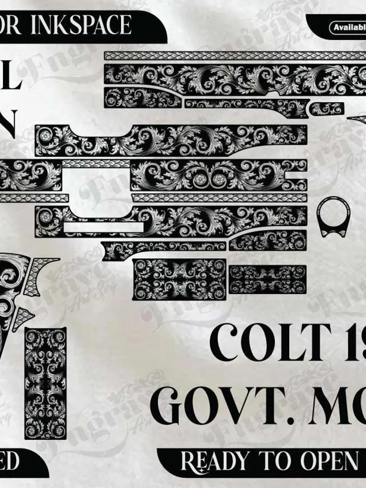 COLT 1911 GOVERNMENT MODEL Design,lasercut,laserengraving,fiberlaser,engravingfiles