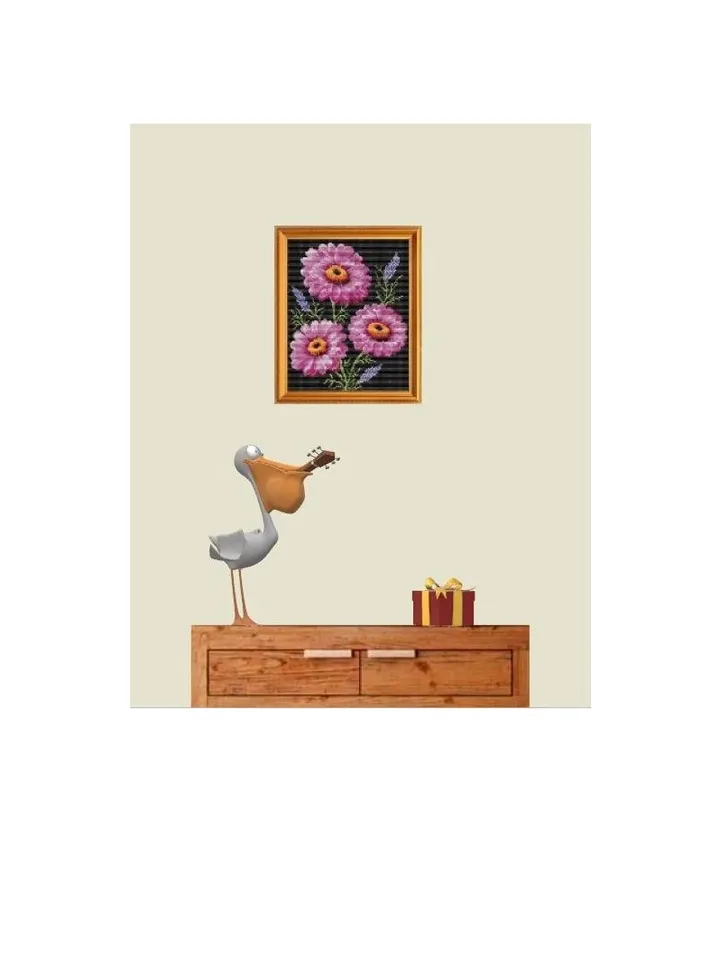 Loom-Square Stitch Beaded Tapestry, Banner, Postcard, «African Daisies» Pattern, PDF instant download
