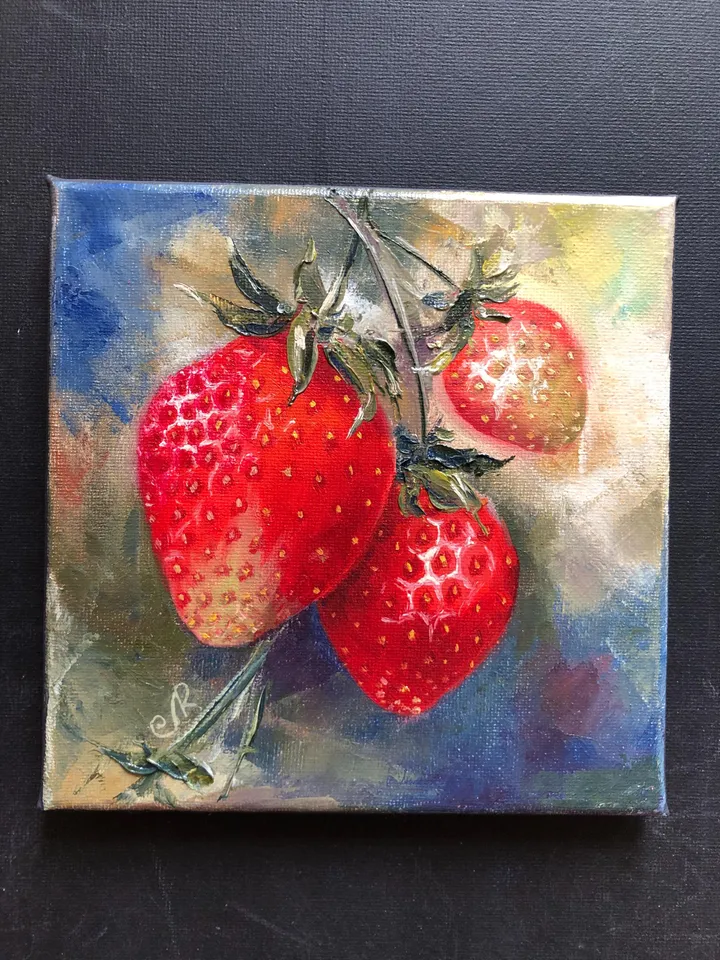 Fruits Original Painting Oil Still Life Strawberry Painting