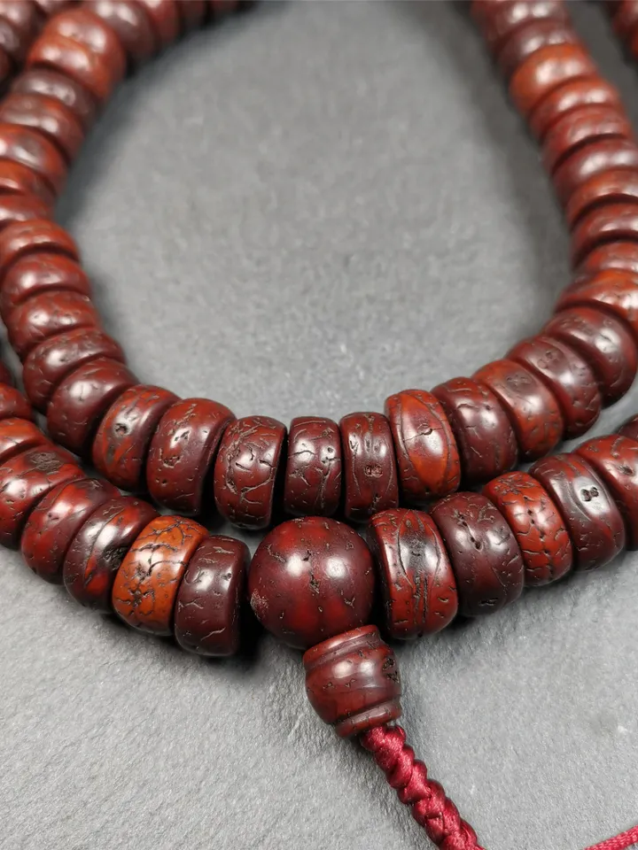 Gandhanra Old 108 Bodhi Seed Beads Mala,13mm Prayer Beads Necklace for Meditation,Circumference 70cm