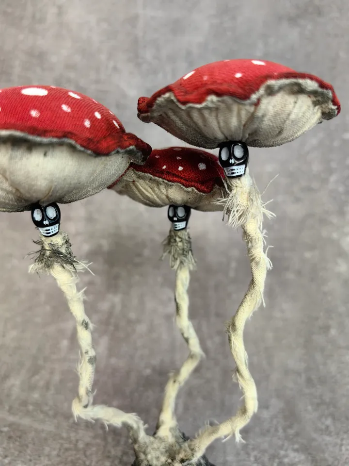 Red mushroom decor Witchy decor Amanita decor Scary Halloween decor Creepy decor Goth mushroom statue Creepy gift