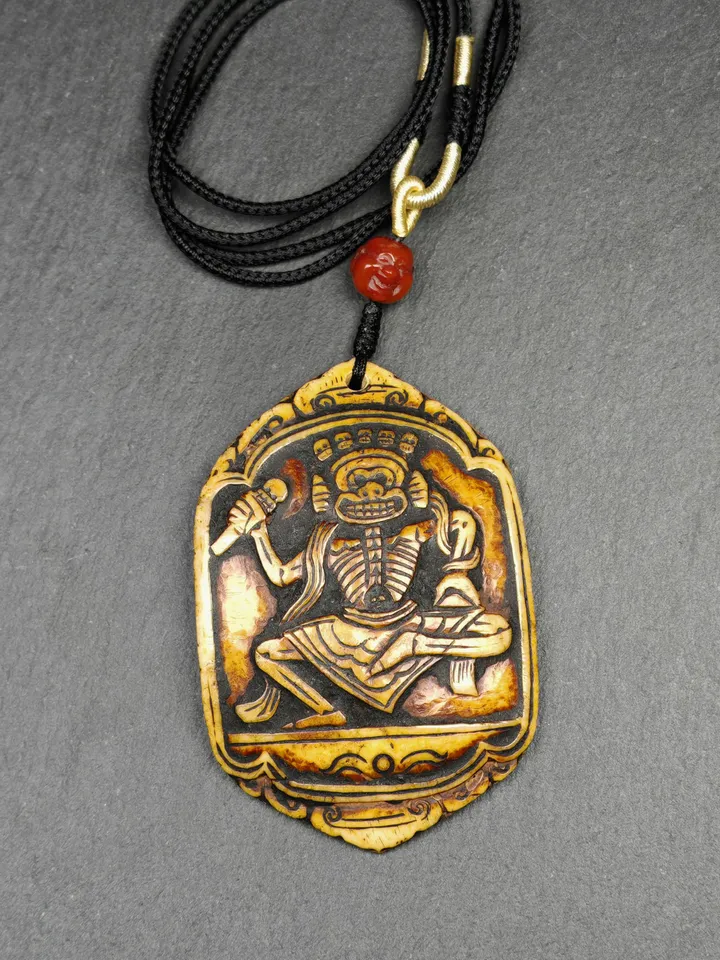 Authentic Citipati Master Kapala Pendant,Gandhanra Old Tibetan Amulet,Protective Charm,Spiritual Necklace,72mm × 58mm