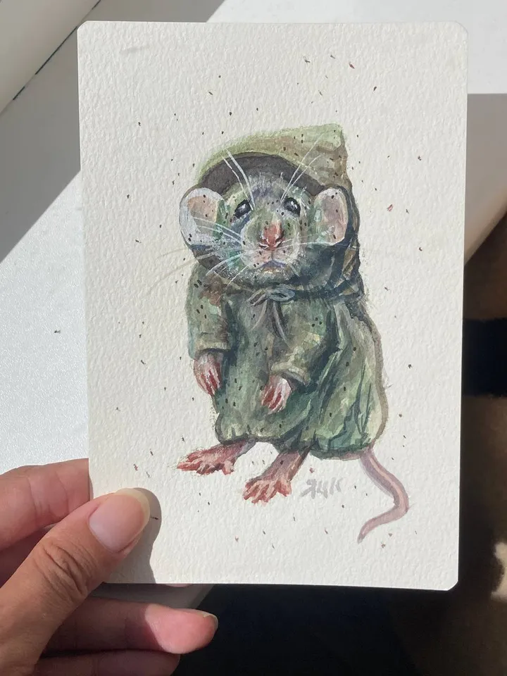 Rat Painting Original Cute Rat Art Small Watercolor Painting Animal Artwork Wizard Animal Illustration Mice Art 4 by 6 Wall Decor