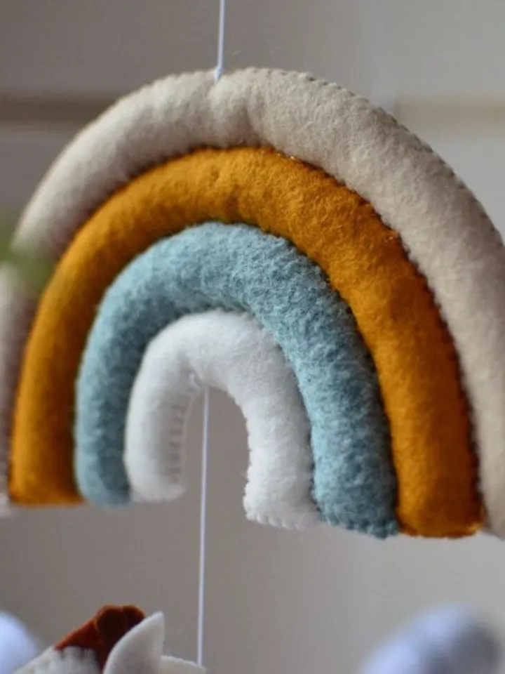 Hand sewn Safari baby mobile for nursery decor with Jungle animals