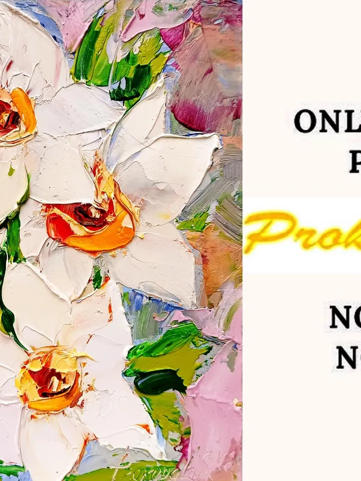 Daffodils Painting Impasto Original Art Flower Oil Painting Small Artwork Spring Flower Impressionist Art Gifts by ArtProkopaloSv