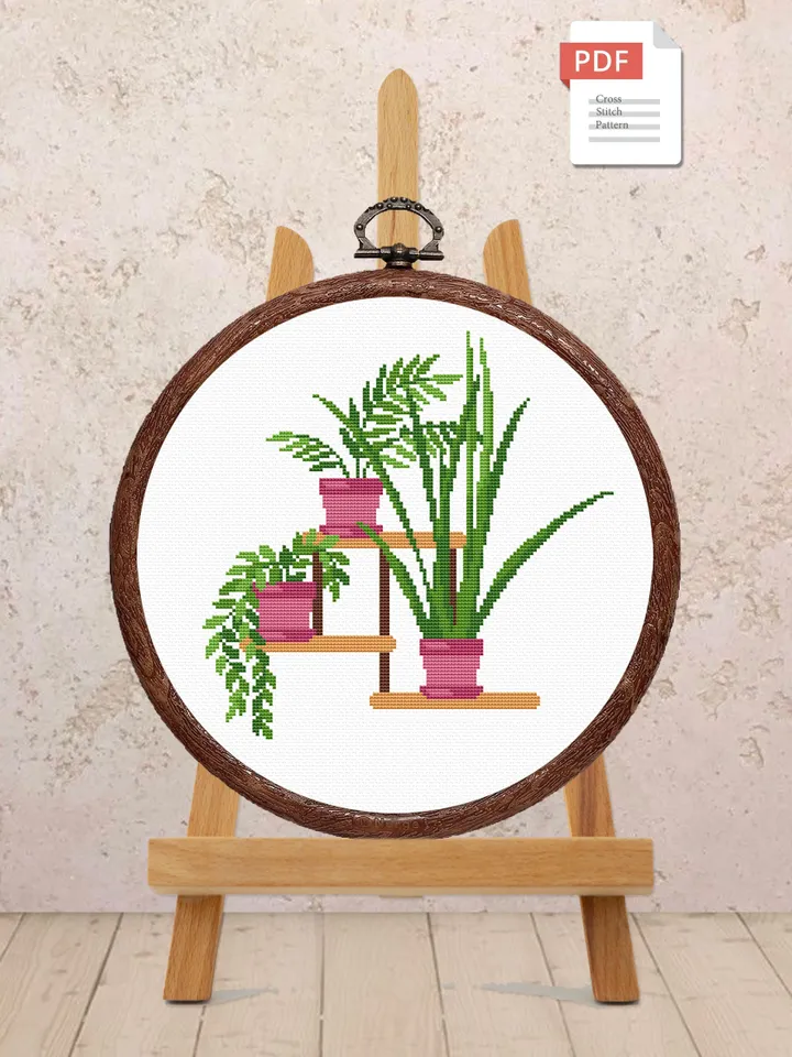 Potted Flowers Cross Stitch Pattern, Flower Cross Stitch Pattern, Embroidery Potted Flowers, Flowers xStitch, Potted Flowers xStitch #flw021