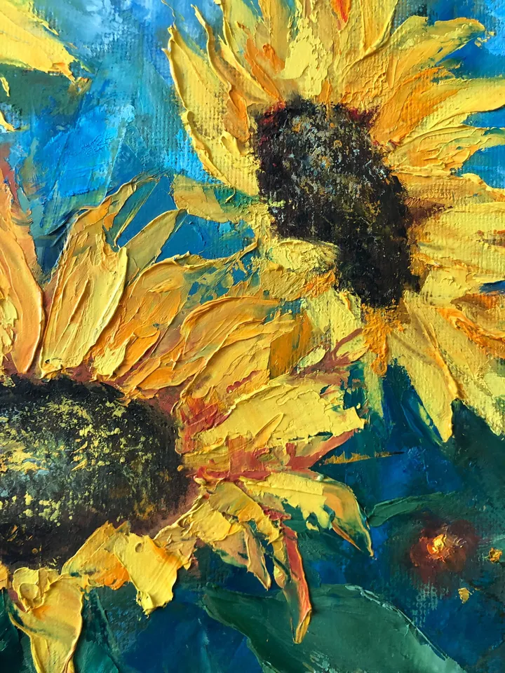 Sunflower Oil Painting Original Still Life Painting Flowers Wall Art