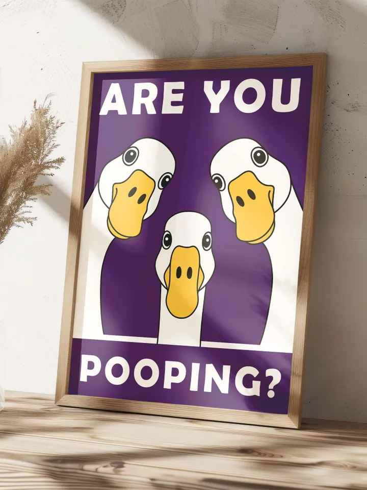 Funny Goose Bathroom Sign Are You Pooping Digital Download Wall Art Farmhouse Animal Bathroom Decor Quirky Toilet Humor Funny Animals Poster