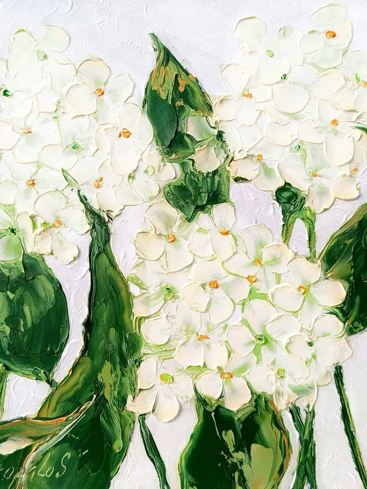 Hydrangea Painting Flowers Original Art 8x8 Impasto Oil Painting Floral Small Artwork
