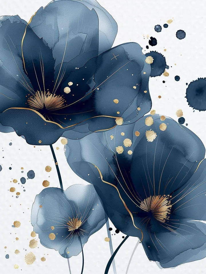 18 Abstract Blue Flowers PNG Bundle, Alcohol Ink Flowers Print Printable Watercolor clipart for sublimation, digital crafting, junk journals