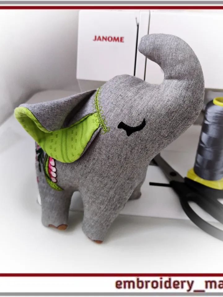 In The Hoop Elephant Doll toy with Floral Pattern Machine Embroidery Designs And Tutorial
