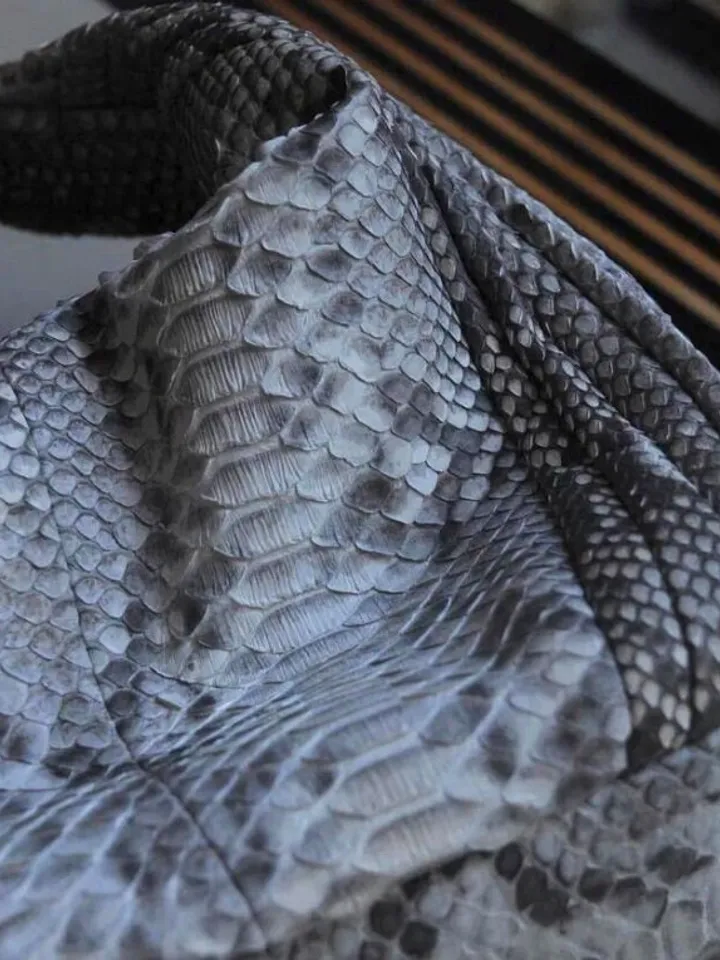 Medium Soft Hobo Classy Sport Woman Stitched Bag | Purse Genuine Python Skin | Dewi Gray Big Elegant Leather Designer Soft Bag Snake |