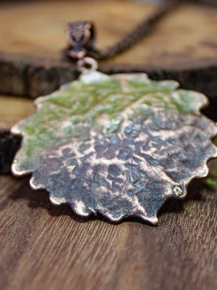 Set Aspen leaf pendant and earrings, real copper leaves, real aspen leaf, Nature Lover, Electroforming, Gift for wife