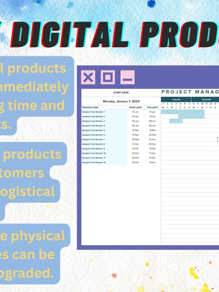 Project Management Gantt Chart Template | Editable Google Sheets, Digital Download, Easy-to-Use for Planners, Freelancers & Managers